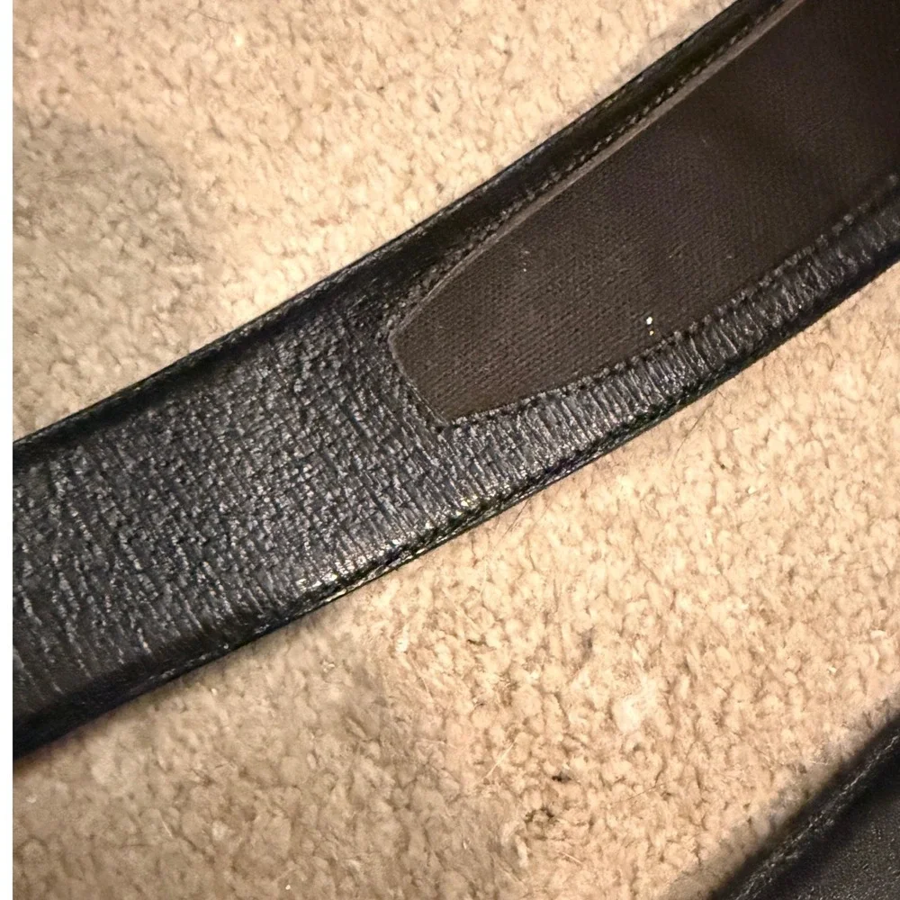 Escada Black Leather Wide Waist Belt Made in Italy Square Buckle 34 1329-900-34